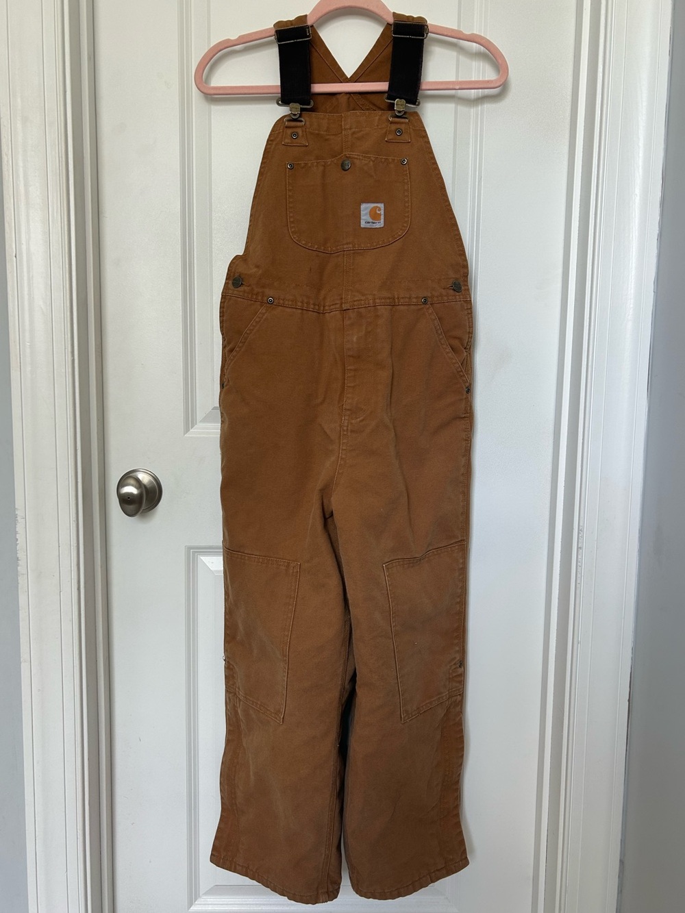 Carhartt boys size 12 (or girls unisex) quilted lined bib overall duck canvas